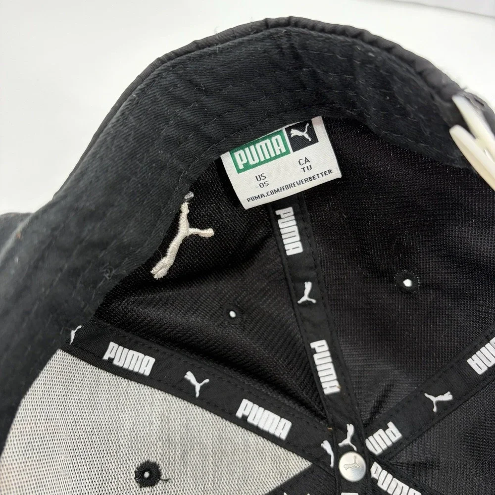 PUMA Estate 2.0 Snapback Adjustable Cap Black Structured Flat Brim Men's